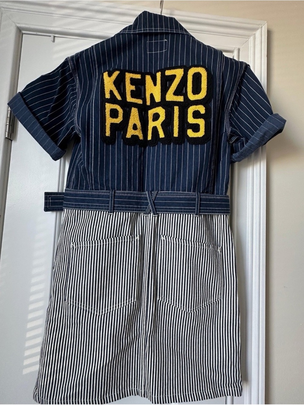 Kenzo Logo-patch Striped Denim Shirtdress Women's Size S - Picture 3 of 8